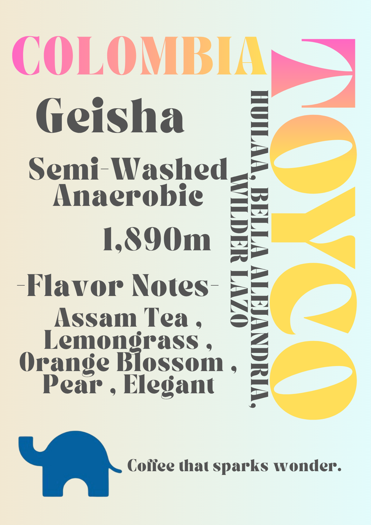 【Top Lot】Colombia Bella Alejandria “Gesha Spirits” Semi-Washed Anaerobic